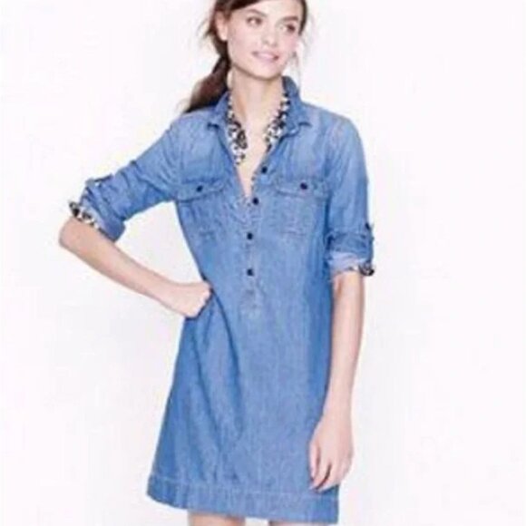 J. Crew Denim Shirt Mini Dress Women's Size XS Excellent VERY gently used condit - Picture 1 of 6